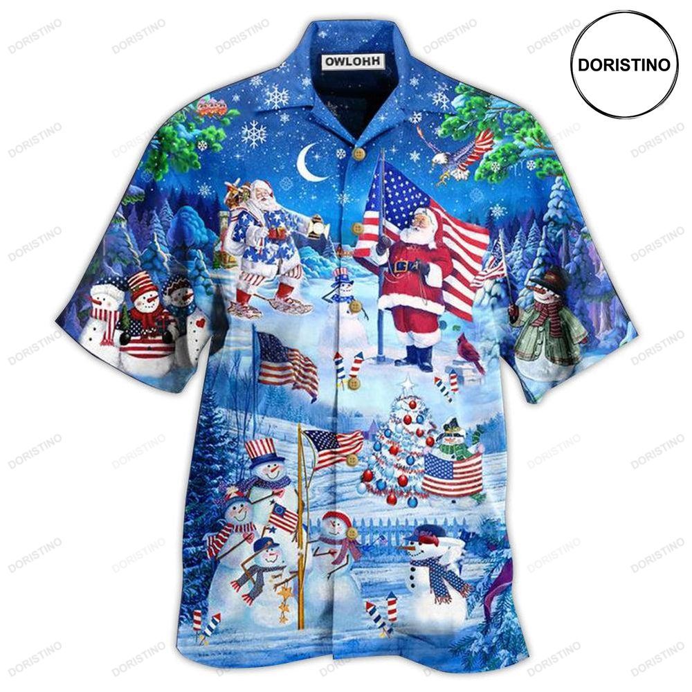 America Merry Xmas Santa Claus America Hawaiian Shirt