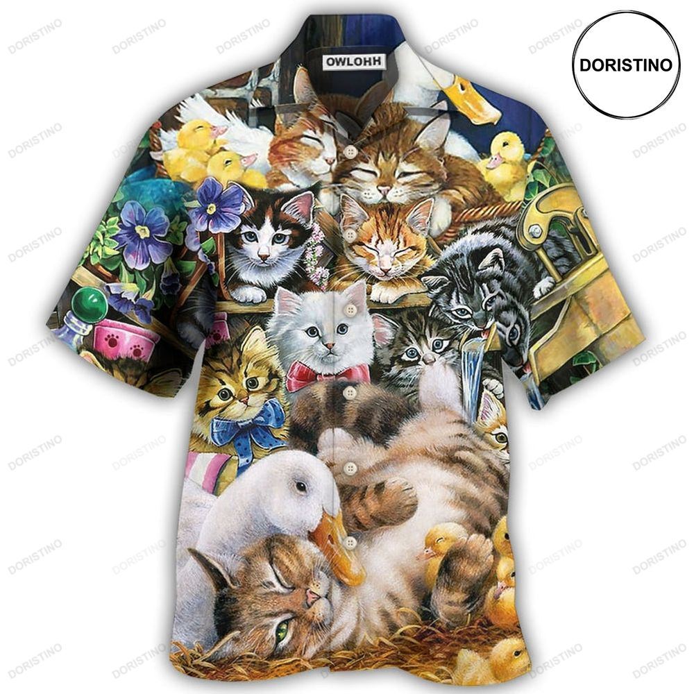 Animals Ducks And Cats Awesome Hawaiian Shirt