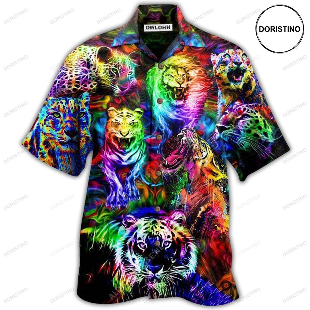 Animals King Of The Jungle Lion Tiger Leopard With Full Colors Hawaiian Shirt