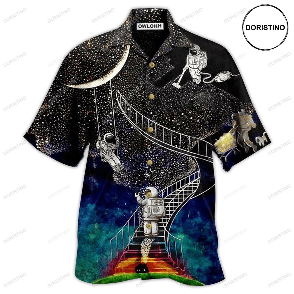 Astronaut Galaxy Climbing To The Moon Limited Edition Hawaiian Shirt