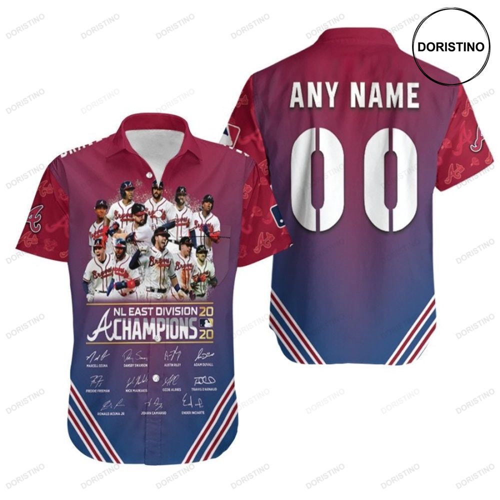 Atlanta Braves Nl East Division Champions Great Player Signature 3d Custom Name Number For Braves Fans Awesome Hawaiian Shirt