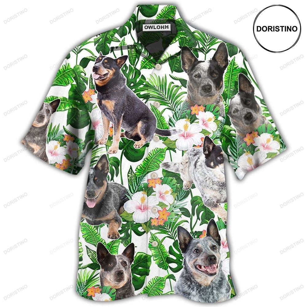 Australian Cattle Dog Green Tropical Lover Hawaiian Shirt