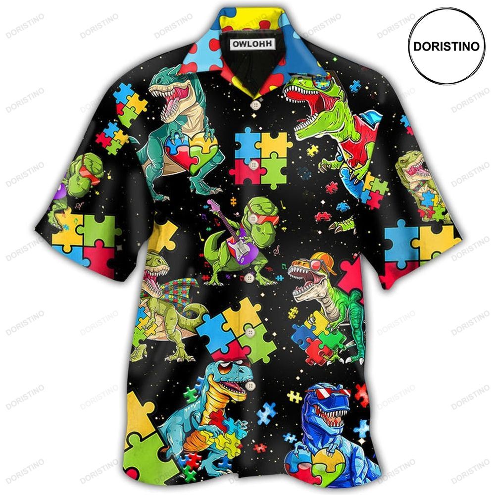 Autism Dinosaur Black Limited Edition Hawaiian Shirt