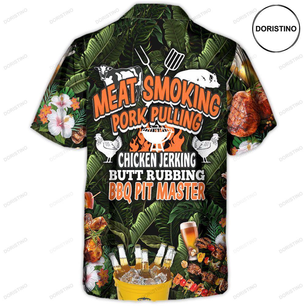 Barbecue Funny Bbq Beer Meat Smoking Pork Pulling Chicken Jerking Butt Rubbing Bbq Pit Master Hawa Hawaiian Shirt