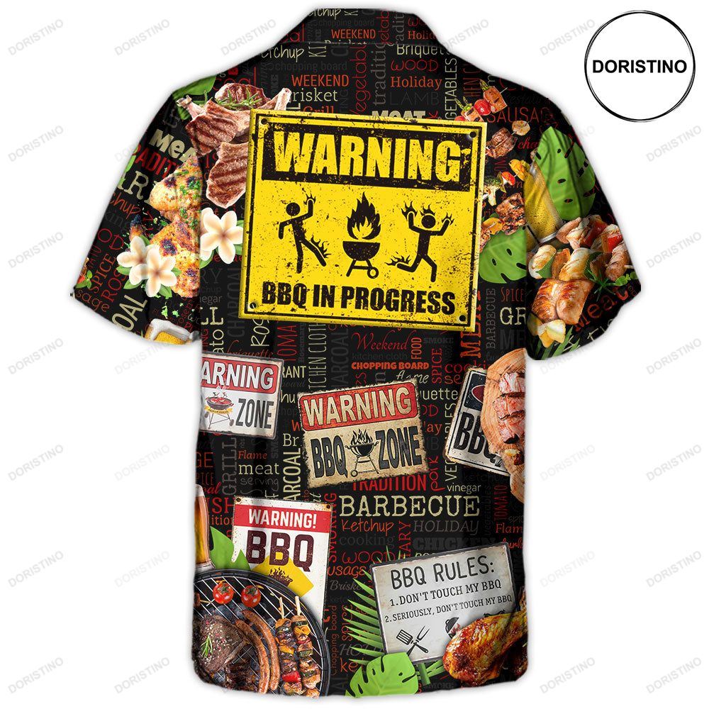 Barbecue Funny Bbq Beer Warning Bbq In Progress Bbq Zone Hawaiian Shirt