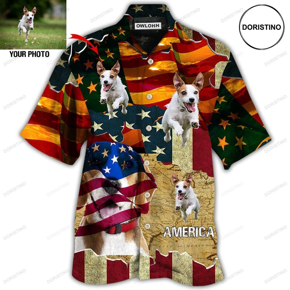 Beagle America Sunset Custom Photo Hawaiian Shirt