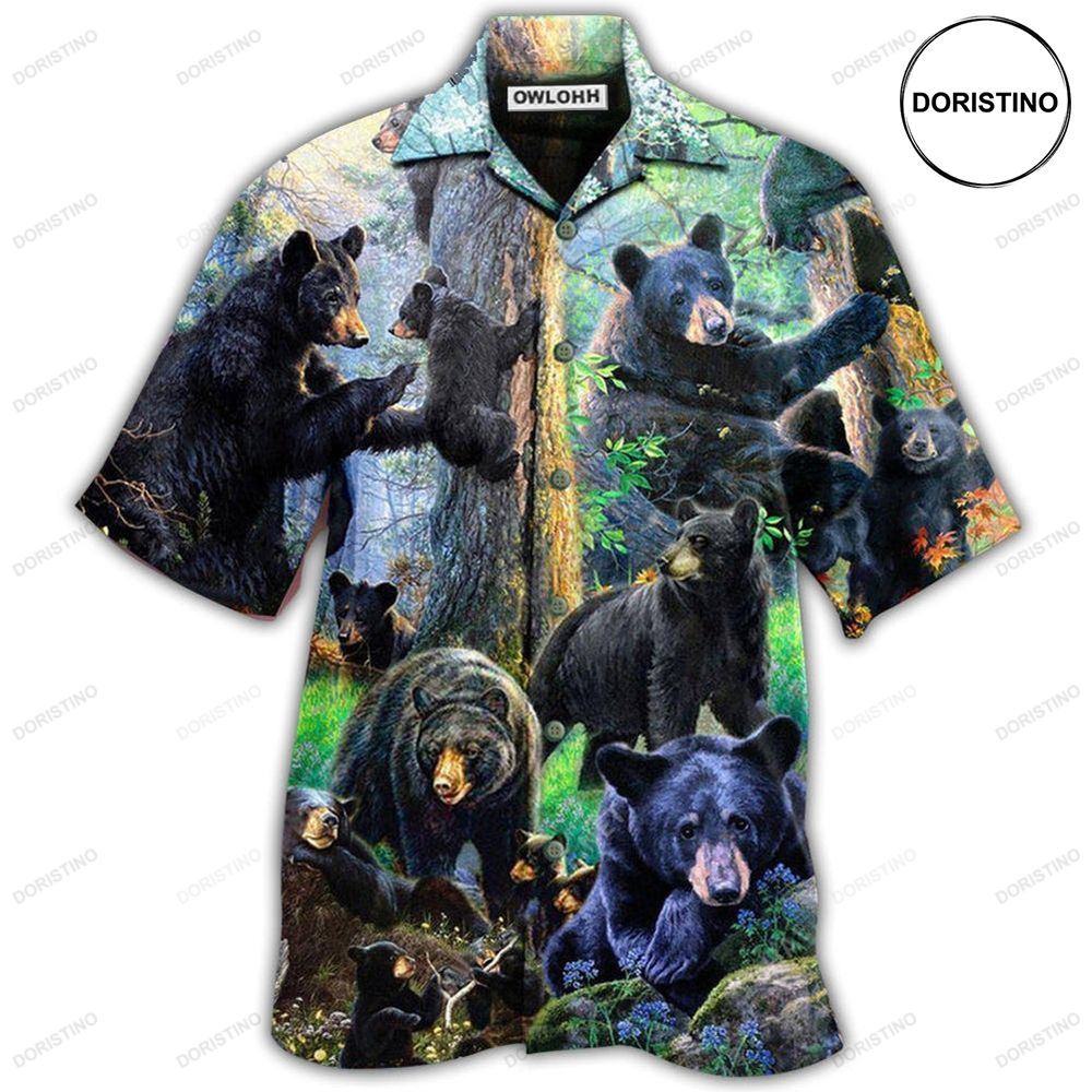 Bear Black Bear Family Into Spring Awesome Hawaiian Shirt