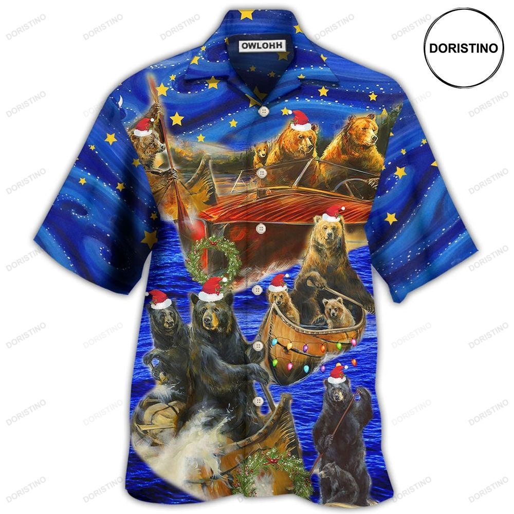 Bear Floats Boats Merry Christmas Limited Edition Hawaiian Shirt