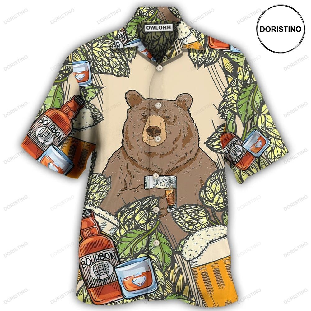 Bear I Drink Bourbon Hawaiian Shirt