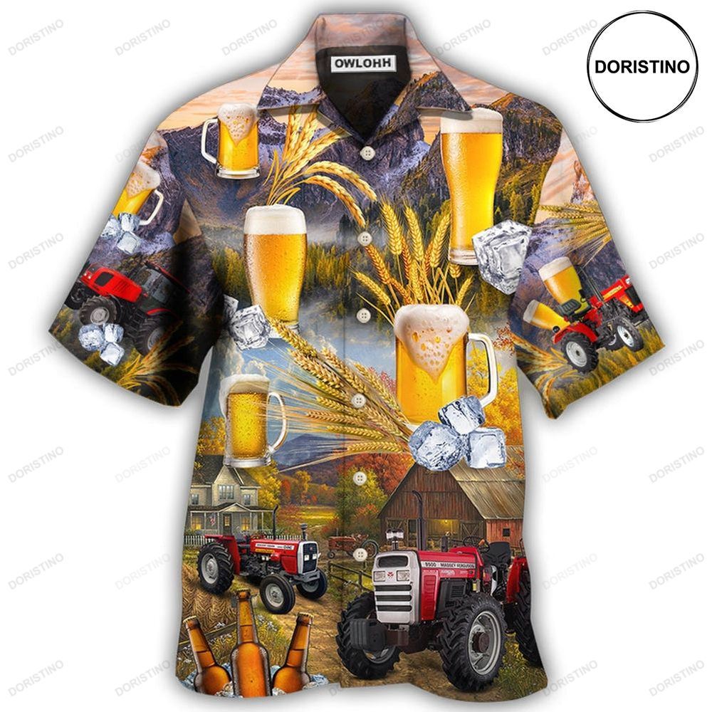 Beer And Tractor Autumn Farm Life Hawaiian Shirt