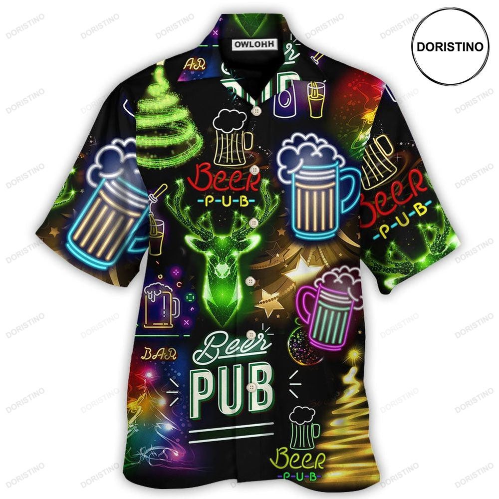 Beer Christmas Neon Art Drinking Limited Edition Hawaiian Shirt