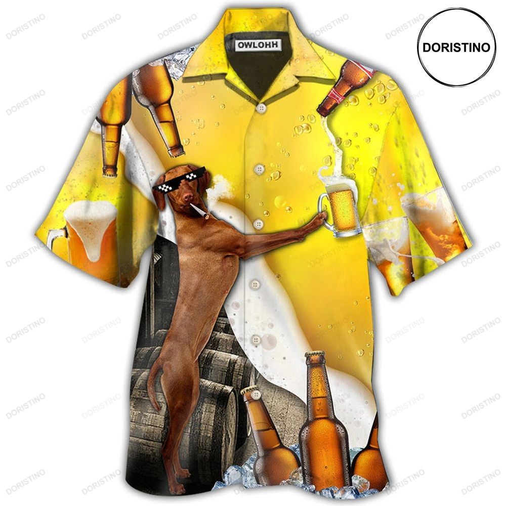 Beer Dachshund With Beer Hawaiian Shirt