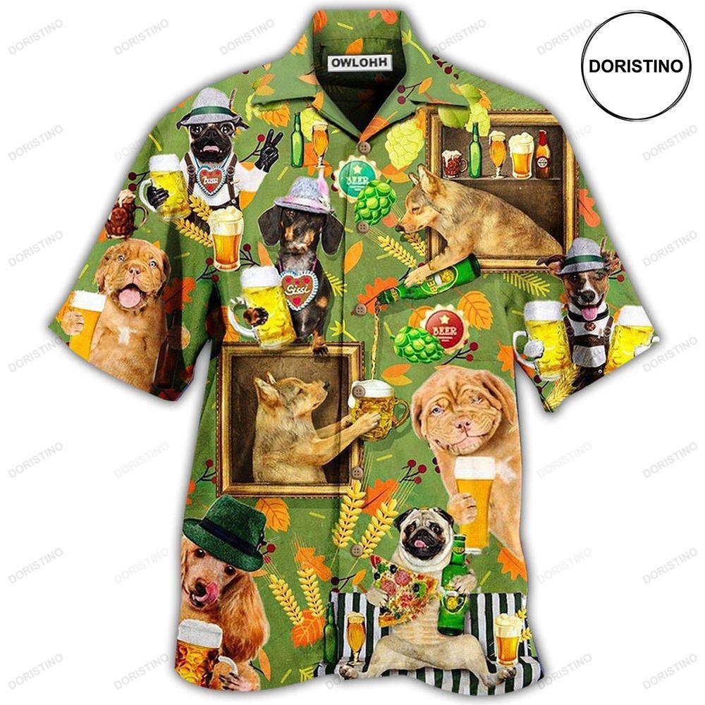 Beer Dogs Green Awesome Hawaiian Shirt