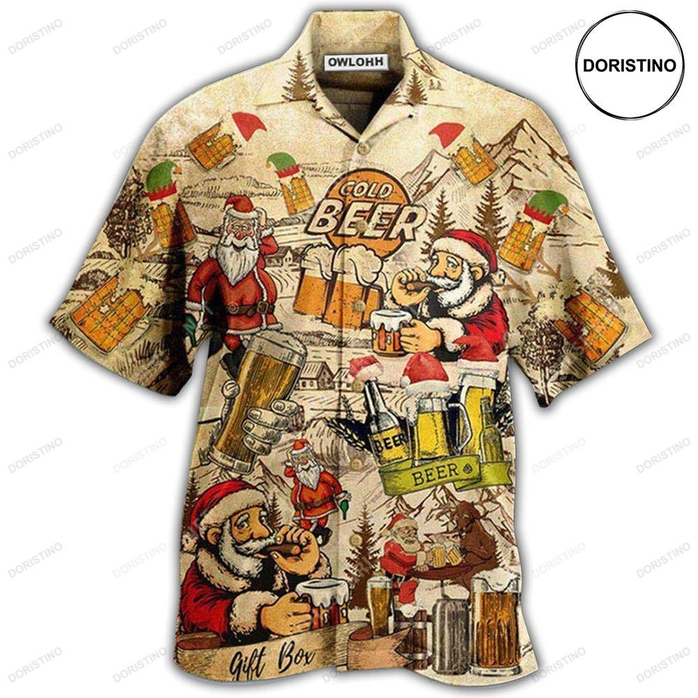 Beer Drinking Beer With Santa Claus Limited Edition Hawaiian Shirt