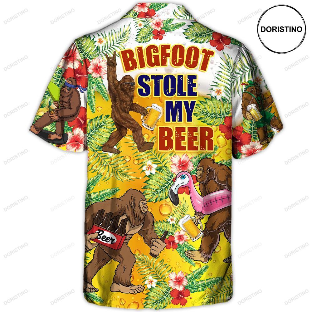 Beer Funny Bigfoot Stole My Beer Lover Beer Tropical Awesome Hawaiian Shirt