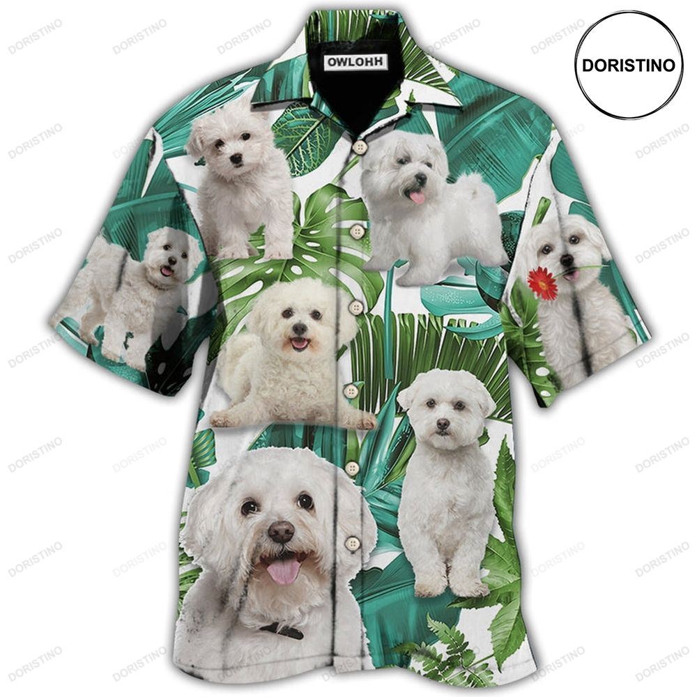 Bichon Frise Dog Tropical Leaf Hawaiian Shirt