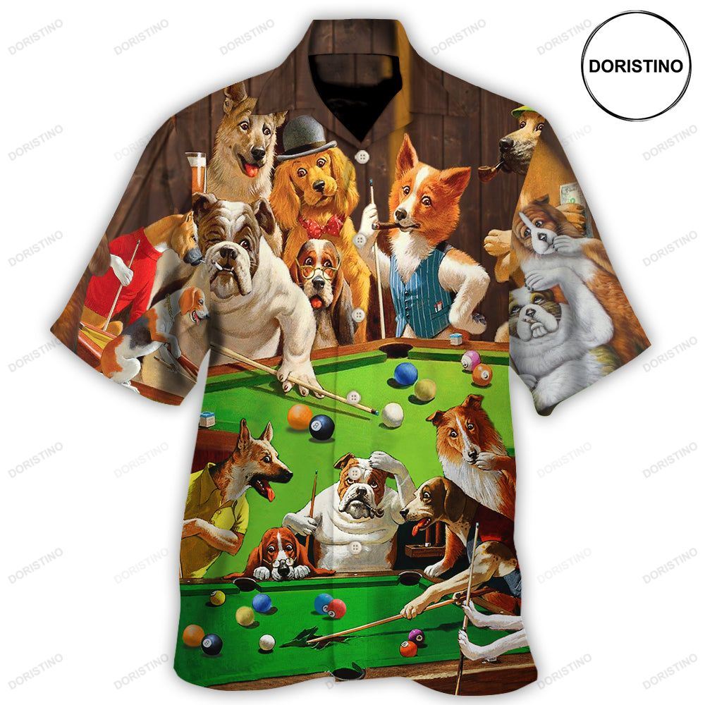 Billiard Dogs Playing Pool Limited Edition Hawaiian Shirt