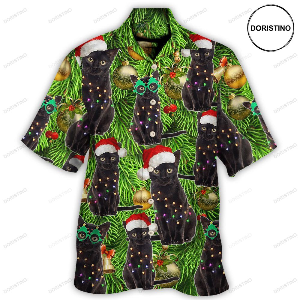 Black Cat Christmas Merry Xmas Awesome Hawaiian Shirt