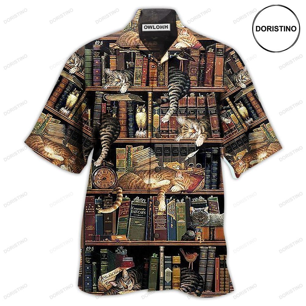 Book And Cat Sleep Awesome Hawaiian Shirt