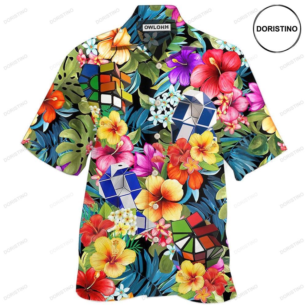 Rubik Snake Tropical With Flower Hawaiian Shirt