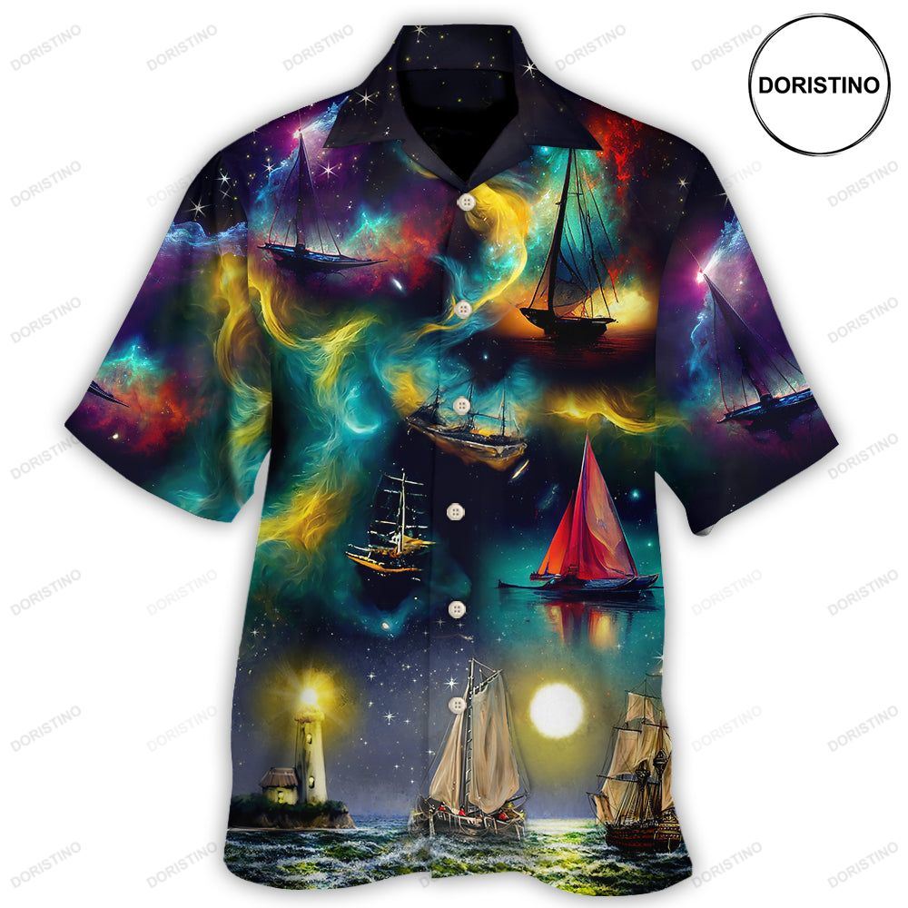 Sailing Travel In Space On An Old Sailing Ship Hawaiian Shirt