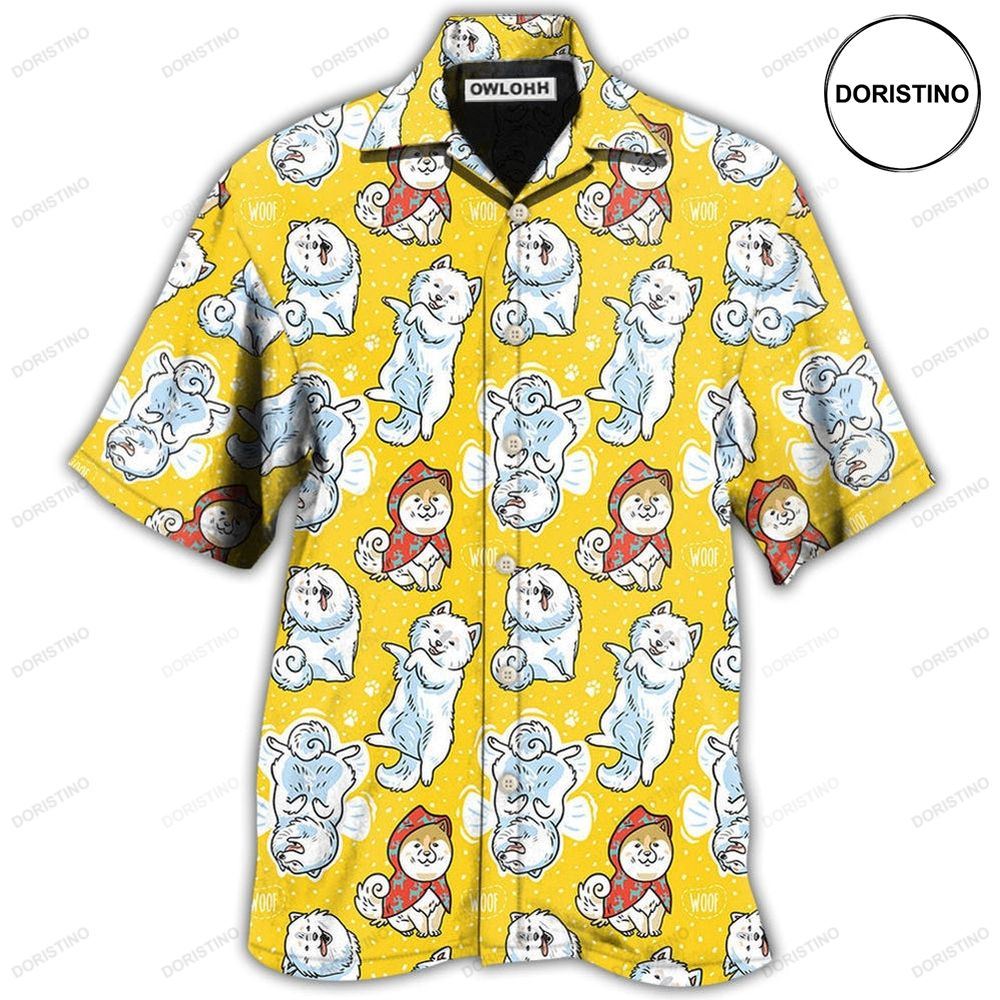 Samoyed Dog Yellow Lover Hawaiian Shirt