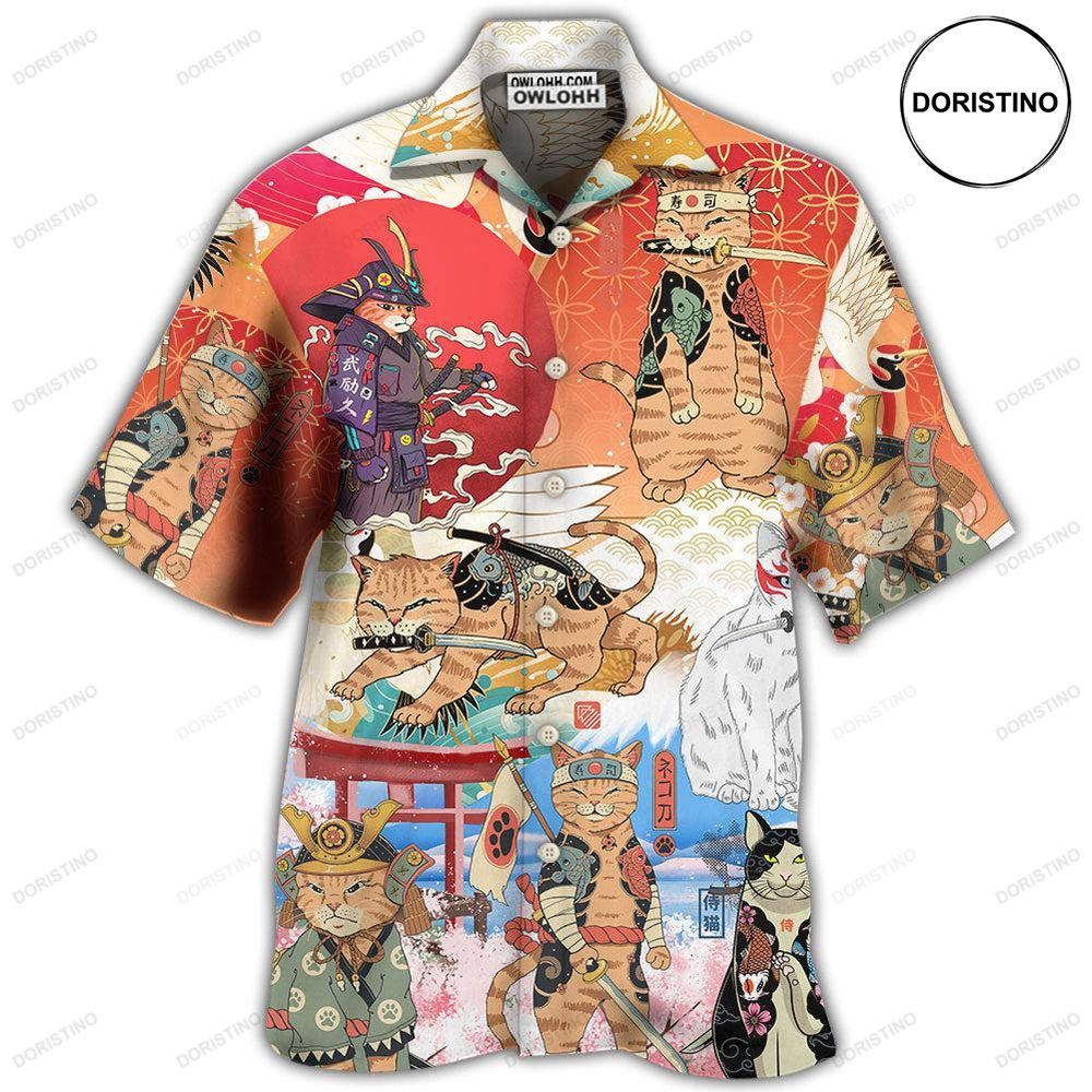 Samurai Cat Funny Art Japanese Limited Edition Hawaiian Shirt