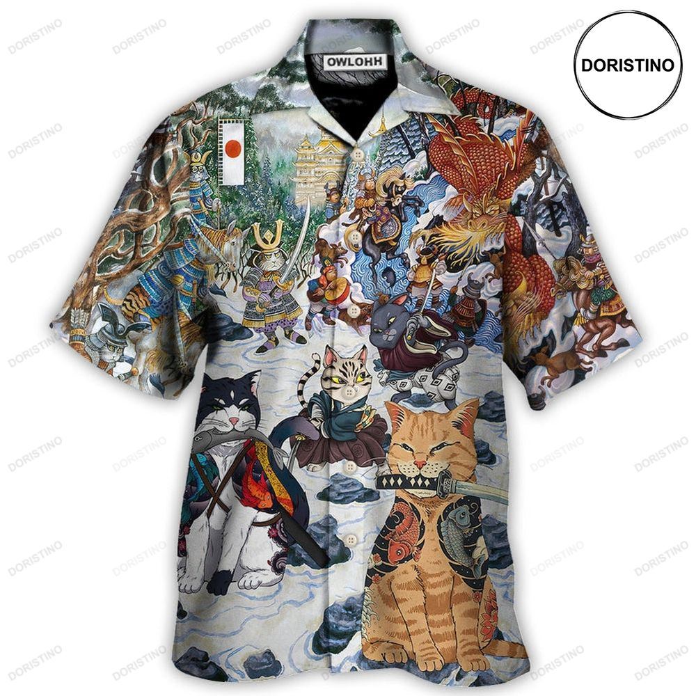 Samurai Cats A Small Measure Of Peace Hawaiian Shirt