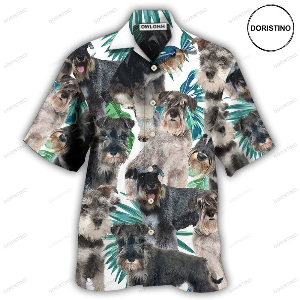 Schnauzer Dog Tropical Leaf Cool Limited Edition Hawaiian Shirt