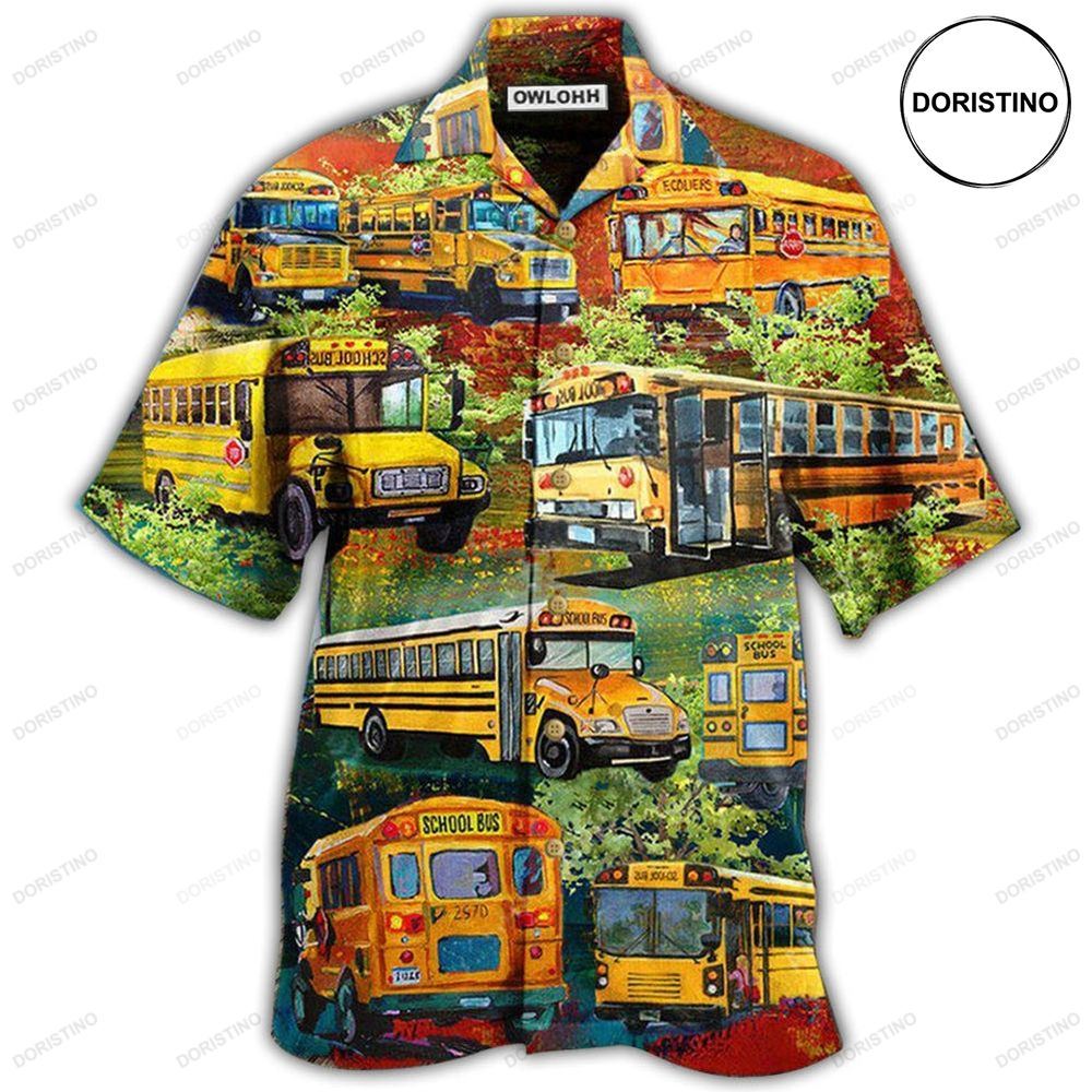 School Bus Stop Talking Just Say 104 School Bus Driver In Green Hawaiian Shirt