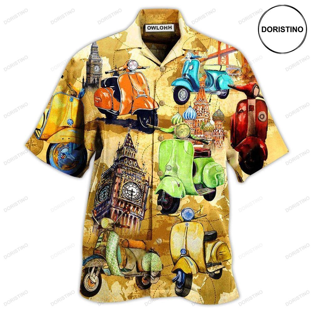 Scooter Life Is Short And The World Is Wide With Stunning Color Limited Edition Hawaiian Shirt
