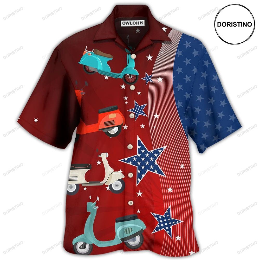 Scooter Usa Star Independence Day Hawaiian Shirt