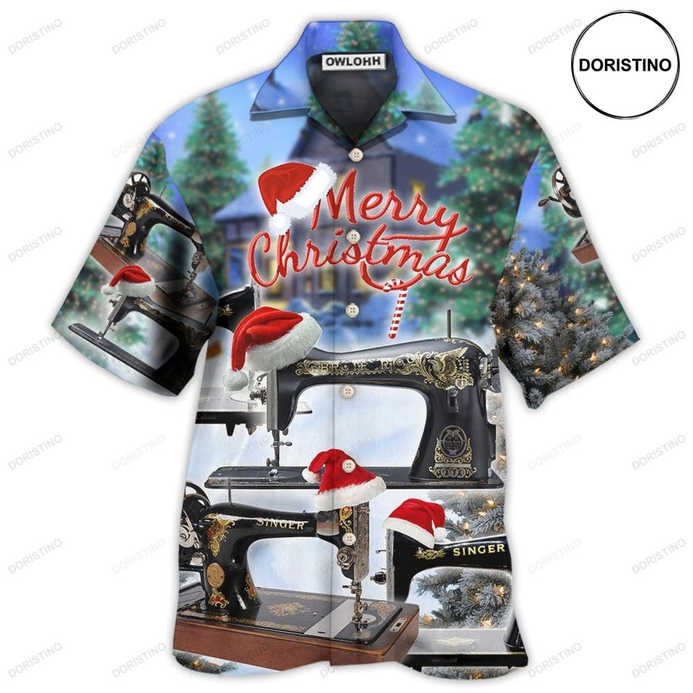 Sewing Machine Merry Christmas Happy Hawaiian Shirt