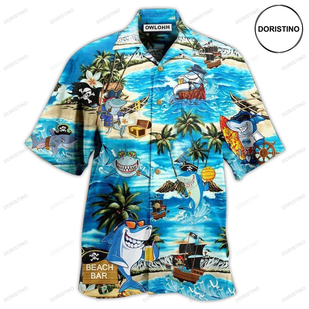 Shark Amazing Pirate Beach Bar Hawaiian Shirt