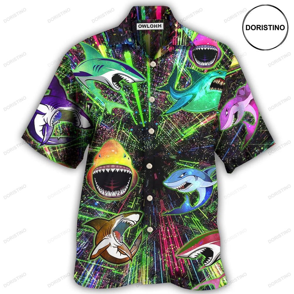 Shark Angry Neon Hawaiian Shirt