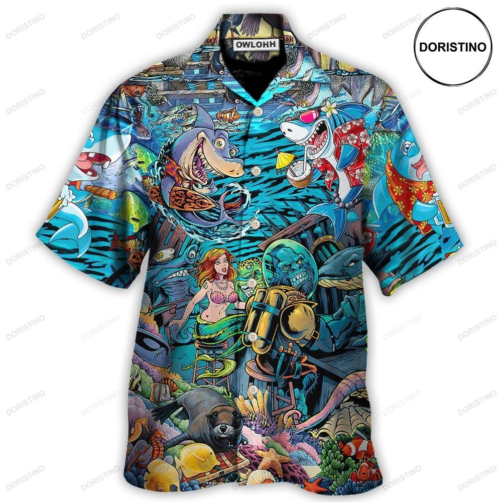 Shark Bar With Animal Underwater Awesome Hawaiian Shirt