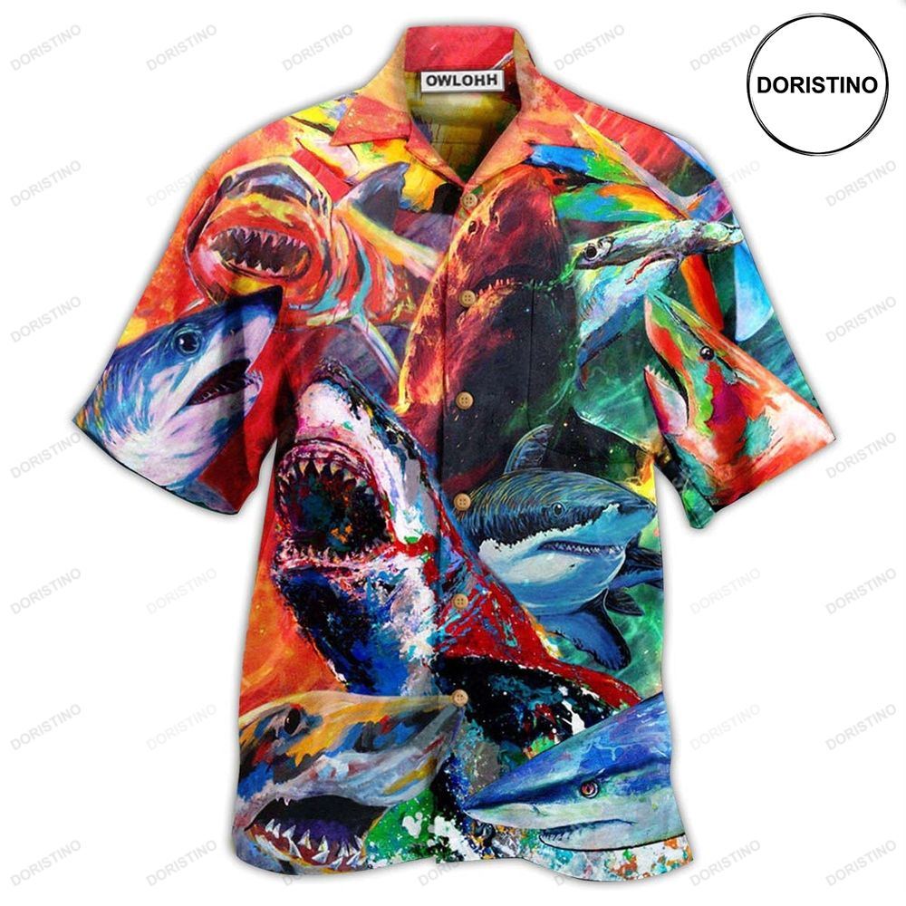 Shark Colorful Just Wanna Have Fun Limited Edition Hawaiian Shirt