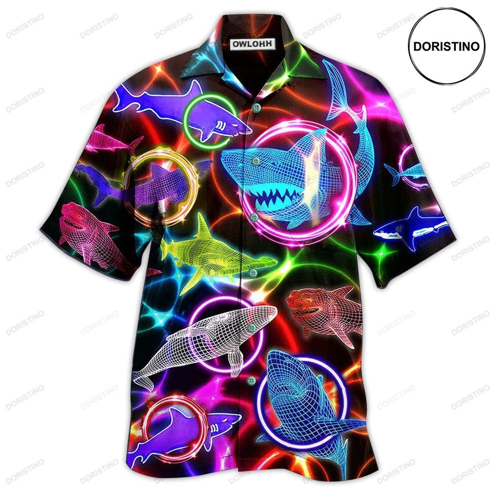 Shark Loves Circle Neon Hawaiian Shirt