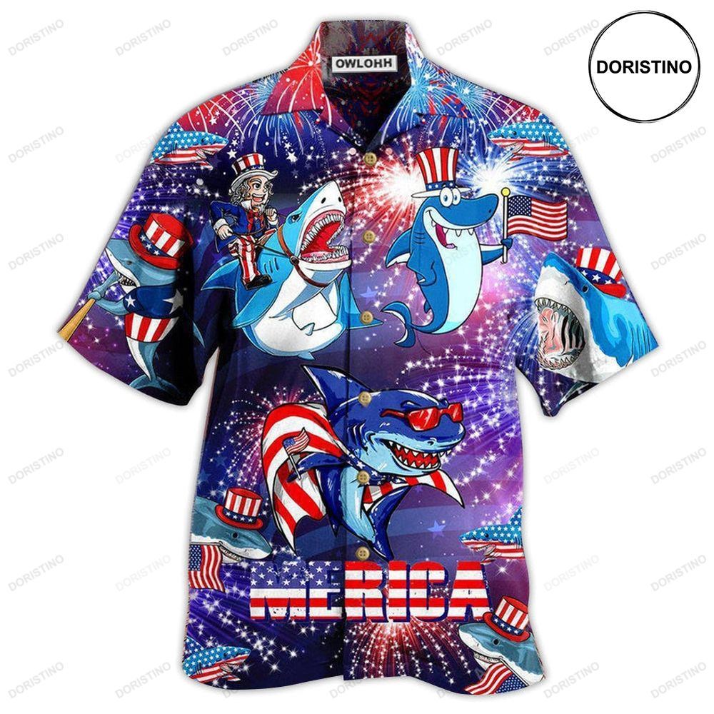 Shark Merica Patriotic Limited Edition Hawaiian Shirt