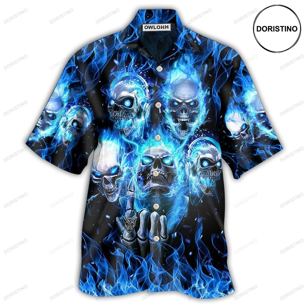 Skull Blue Skull Angry Limited Edition Hawaiian Shirt