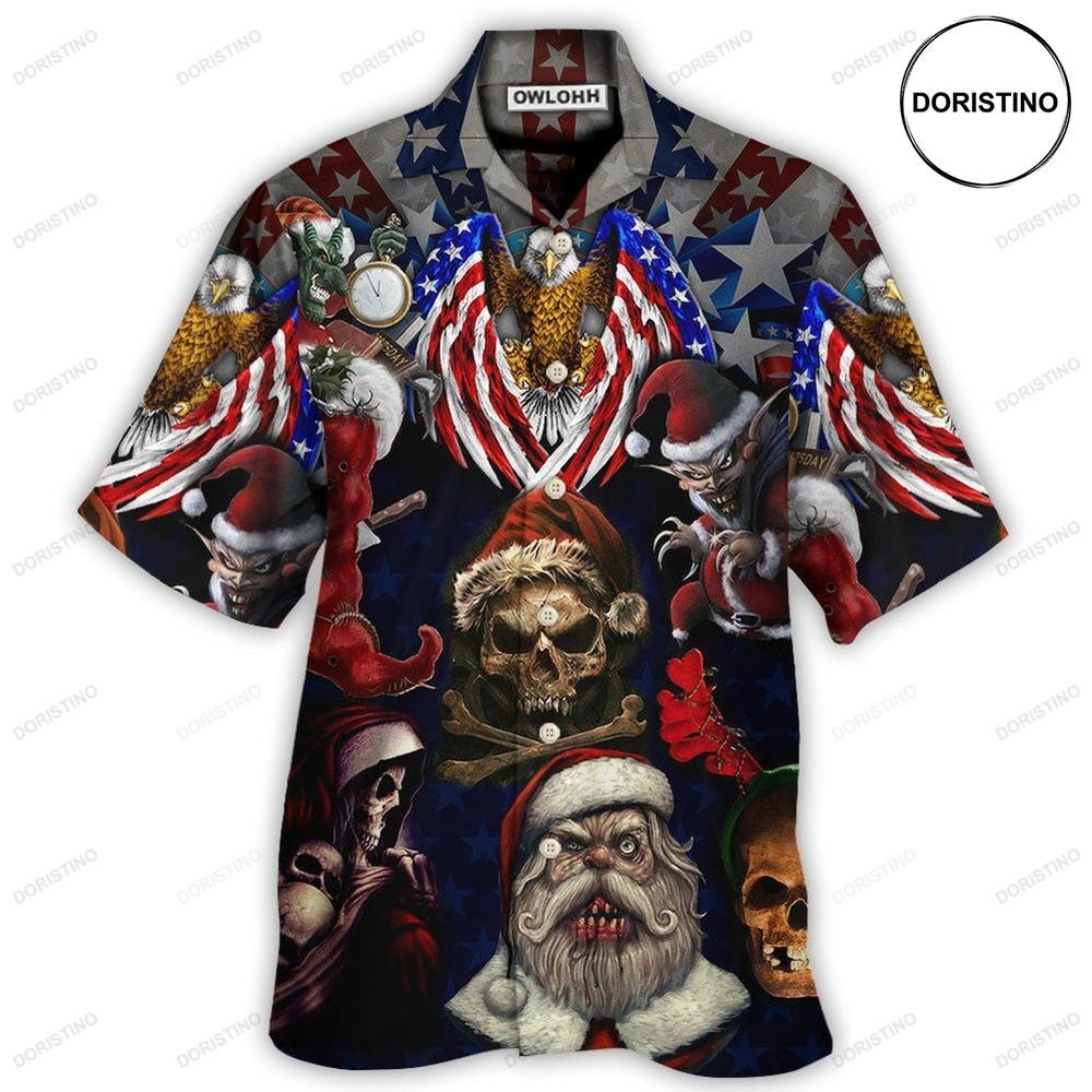 Skull Christmas Usa Eagle Flag Skeleton Art Limited Edition Hawaiian Shirt