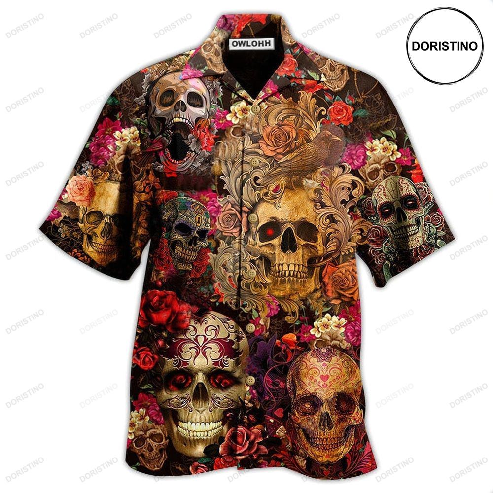 Skull Day Of The Dead Floral Awesome Hawaiian Shirt