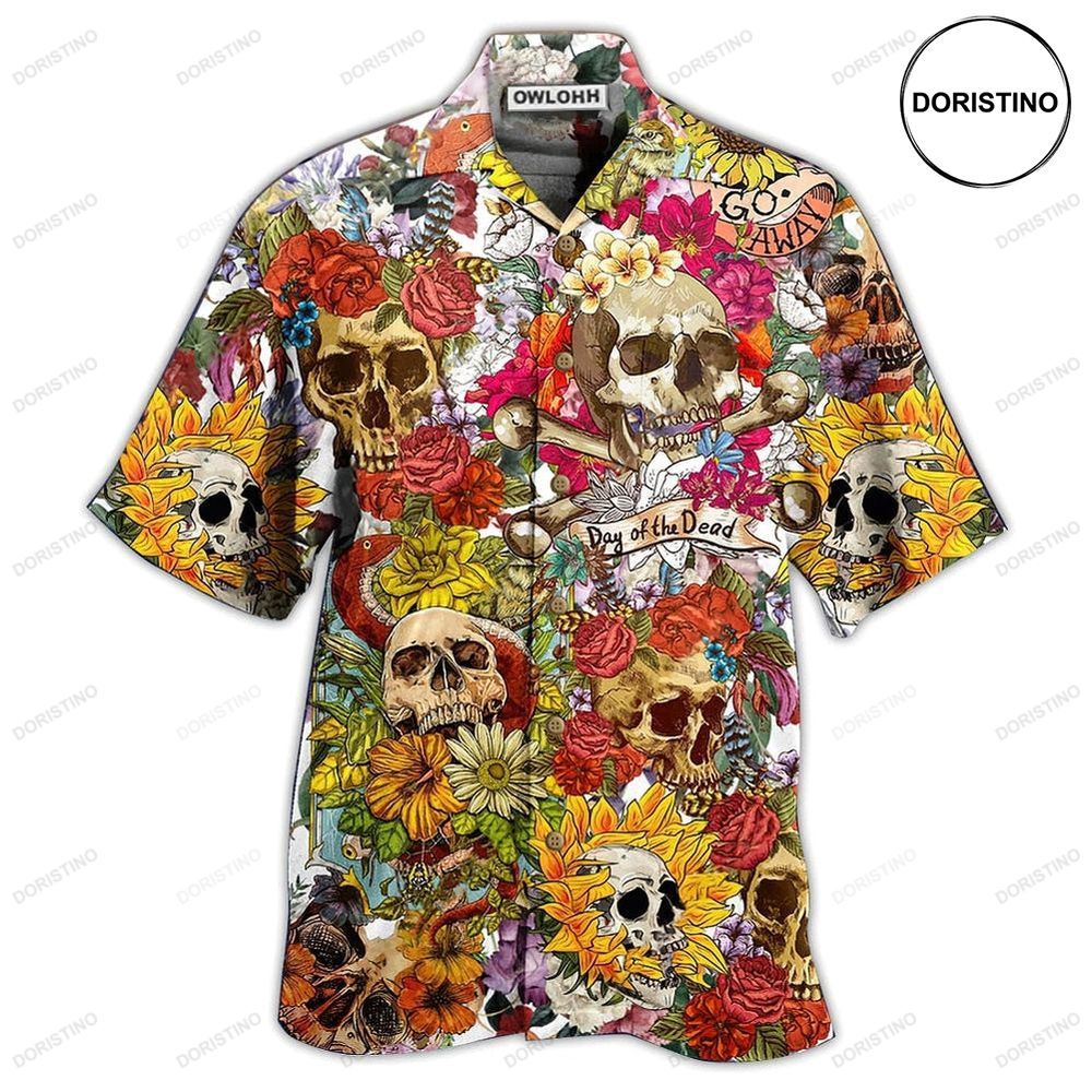 Skull Day Of The Dead Flower Skull Limited Edition Hawaiian Shirt