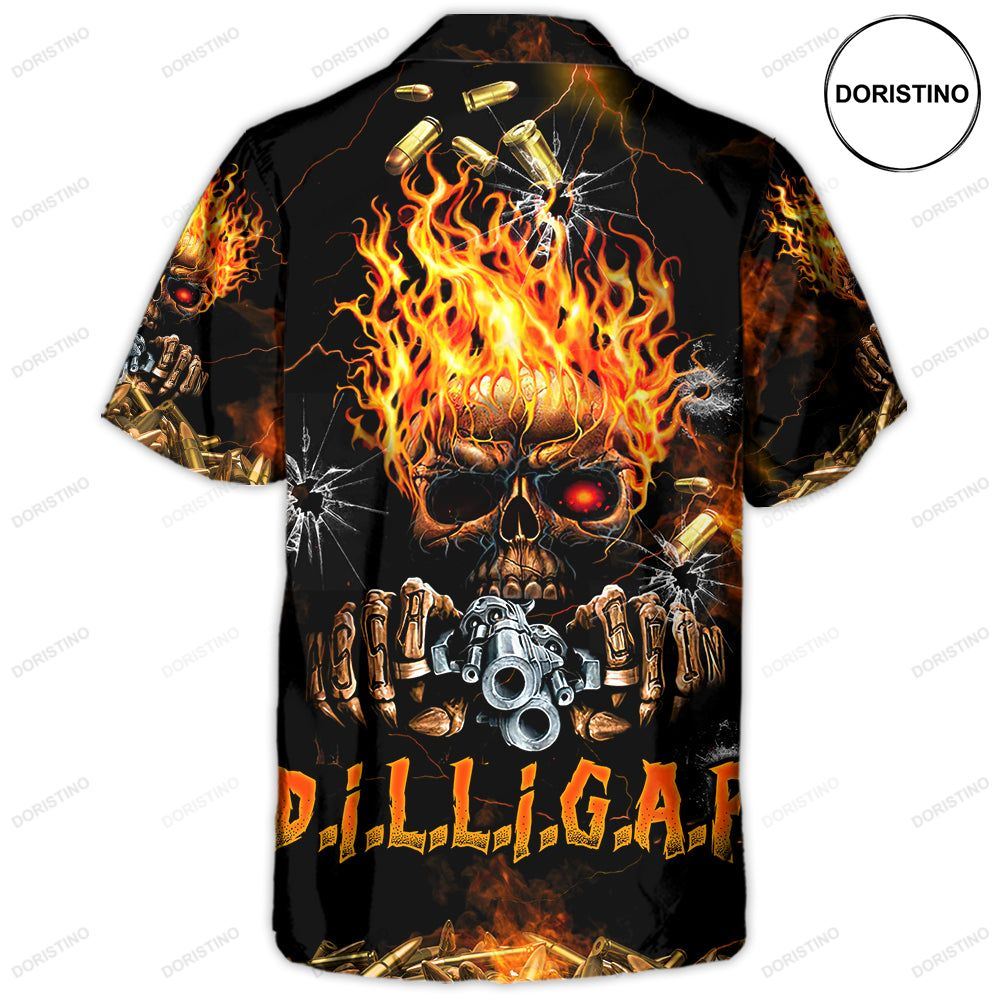 Skull Dilligaf Flame Skull With G Hawaiian Shirt