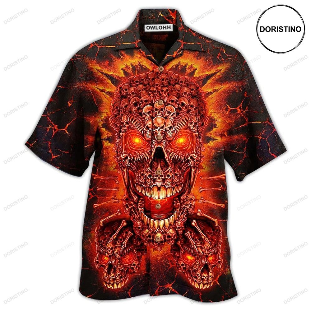 Skull Fire Love Red Smile Hawaiian Shirt