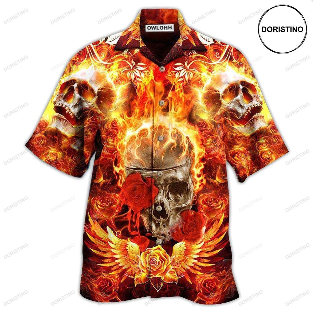 Skull Flaming Rose Limited Edition Hawaiian Shirt