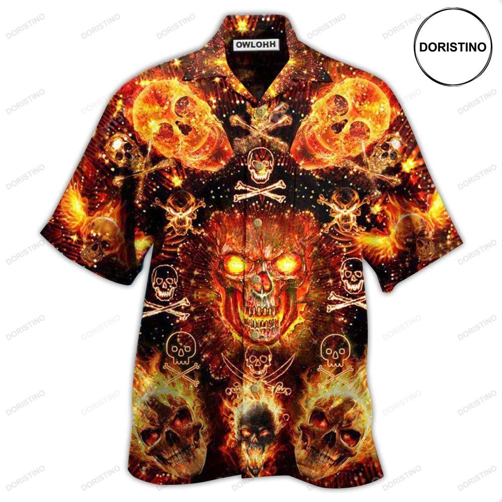 Skull Flaming Hawaiian Shirt