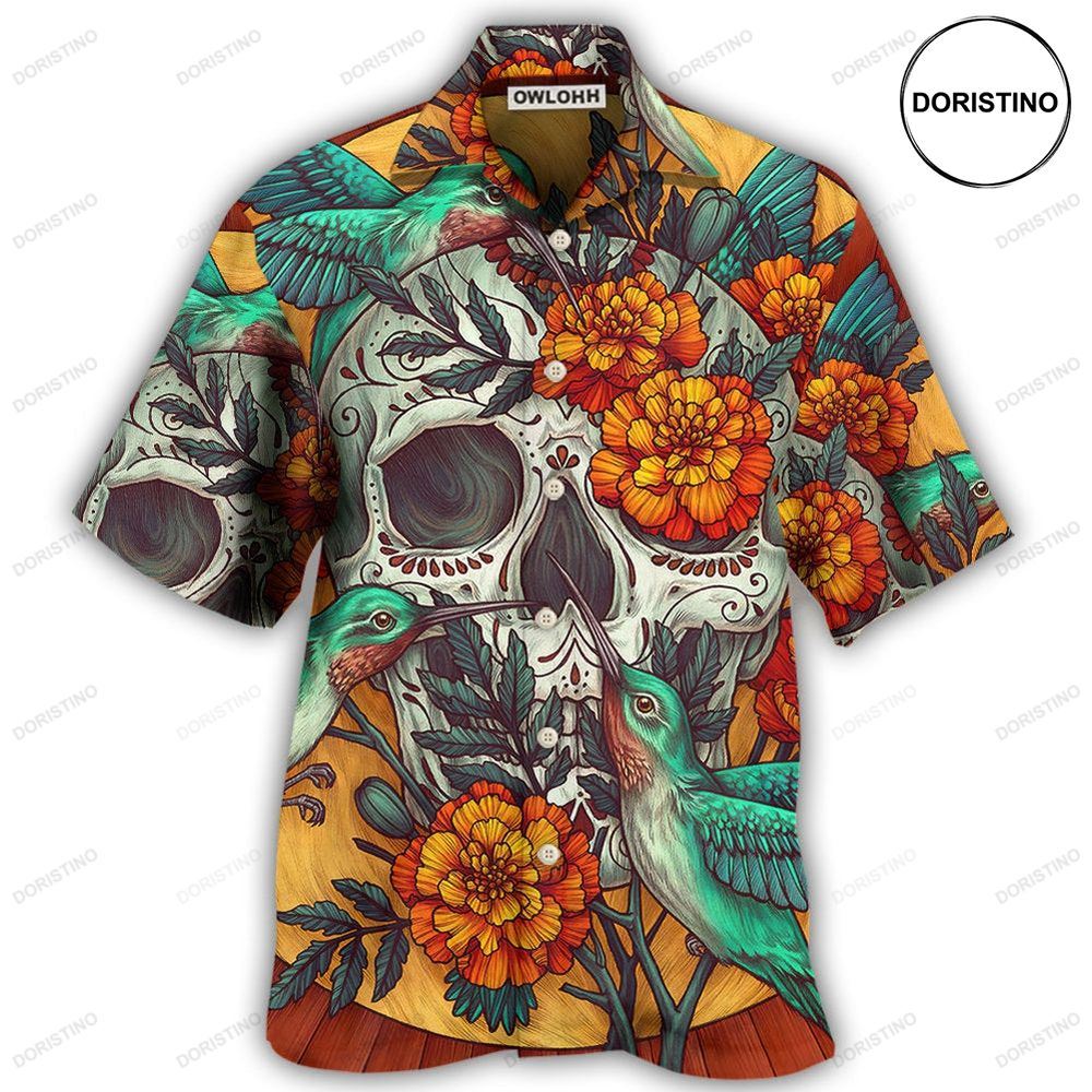 Skull Floral Skull Hummingbird Limited Edition Hawaiian Shirt