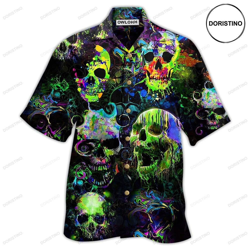Skull Green Color Splash Limited Edition Hawaiian Shirt