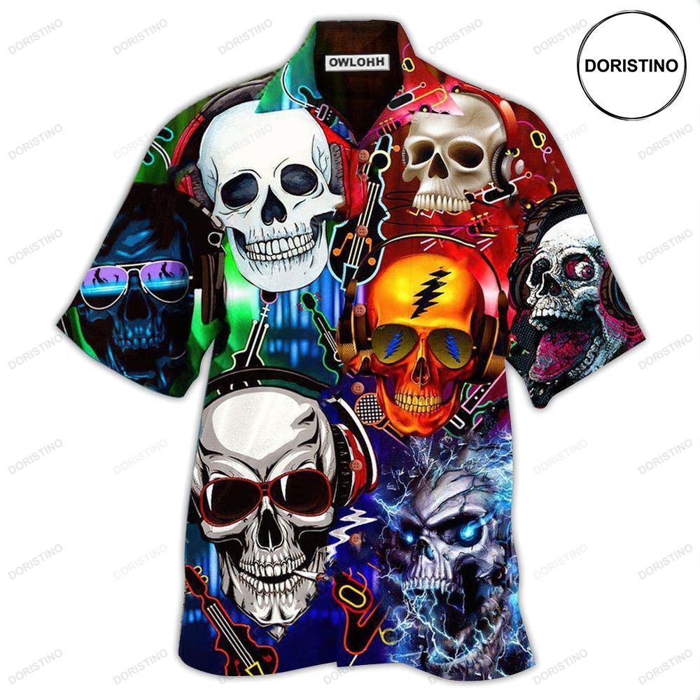 Skull Guitar Lets Get High Limited Edition Hawaiian Shirt